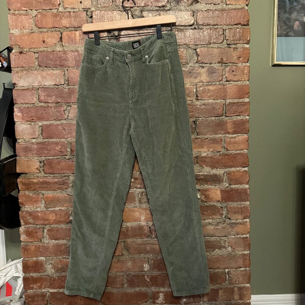 BDG High Rise Mom Green Courduroys